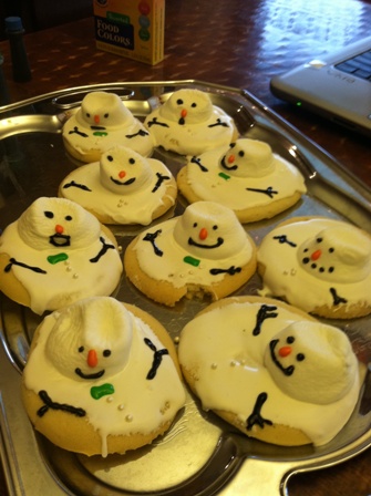 Our first attempt at 'melting snowmen' cookies.
