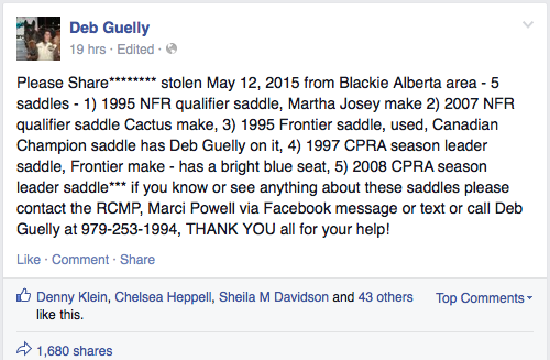 Have you seen these stolen saddles?